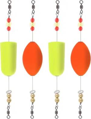 OriGlam 4pcs Popping Corks Floats Saltwater, Fishing Rig Floats Fishing Foam Bobbers Snell Floats, Rattle Rig Weighted Bobbers for Catfish Redfish Speckled Trout