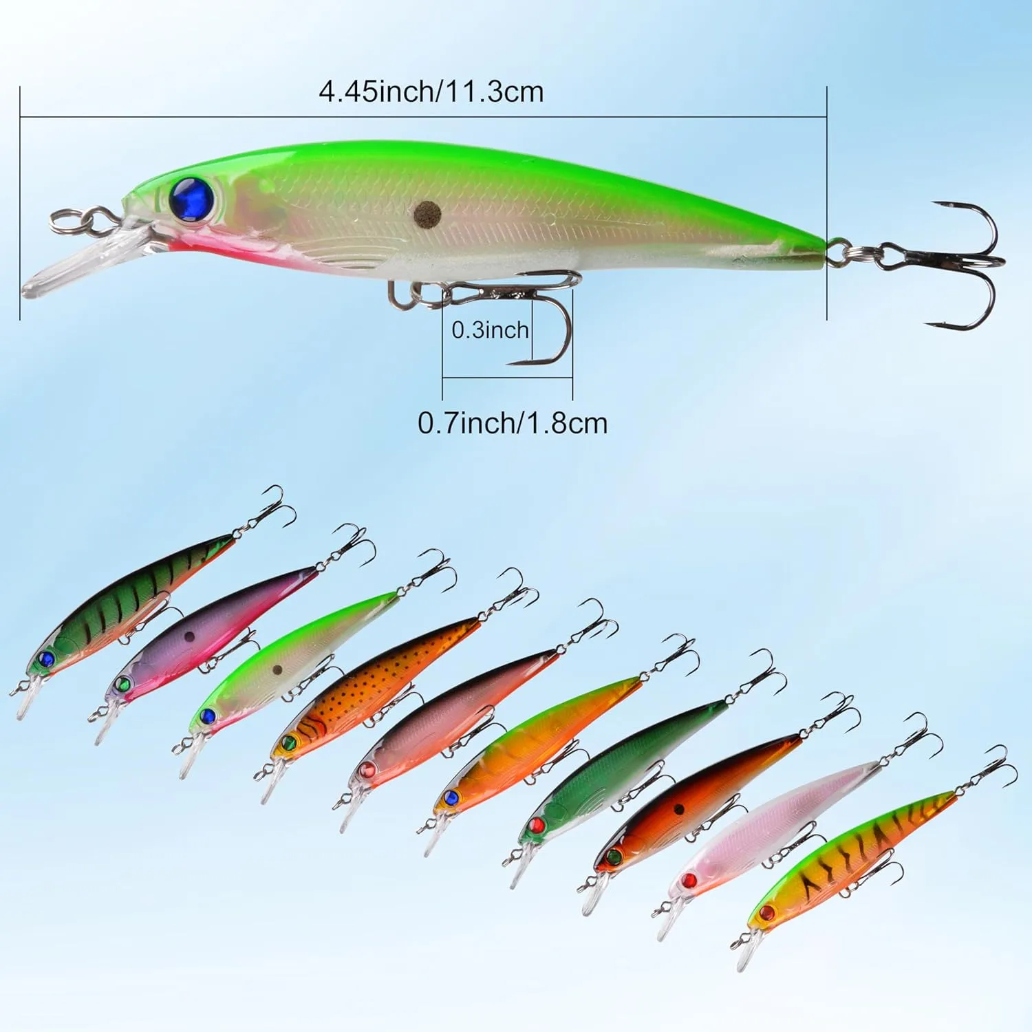 OROOTL Minnow Fishing Lures Jerkbaits Topwater Lures Kit Lifelike Minnows Hard Floating Jerk Baits for Bass Trout Walleye Redfish Saltwater Freshwater Fishing