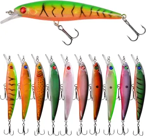 OROOTL Minnow Fishing Lures Jerkbaits Topwater Lures Kit Lifelike Minnows Hard Floating Jerk Baits for Bass Trout Walleye Redfish Saltwater Freshwater Fishing