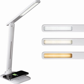 OttLite Charge Up LED Desk Lamp with Wireless Charging & ClearSun LED Technology - 3 Color Temperature Modes, Adjustable Neck -Task Lamp for Home, Reading, Office & Dorms