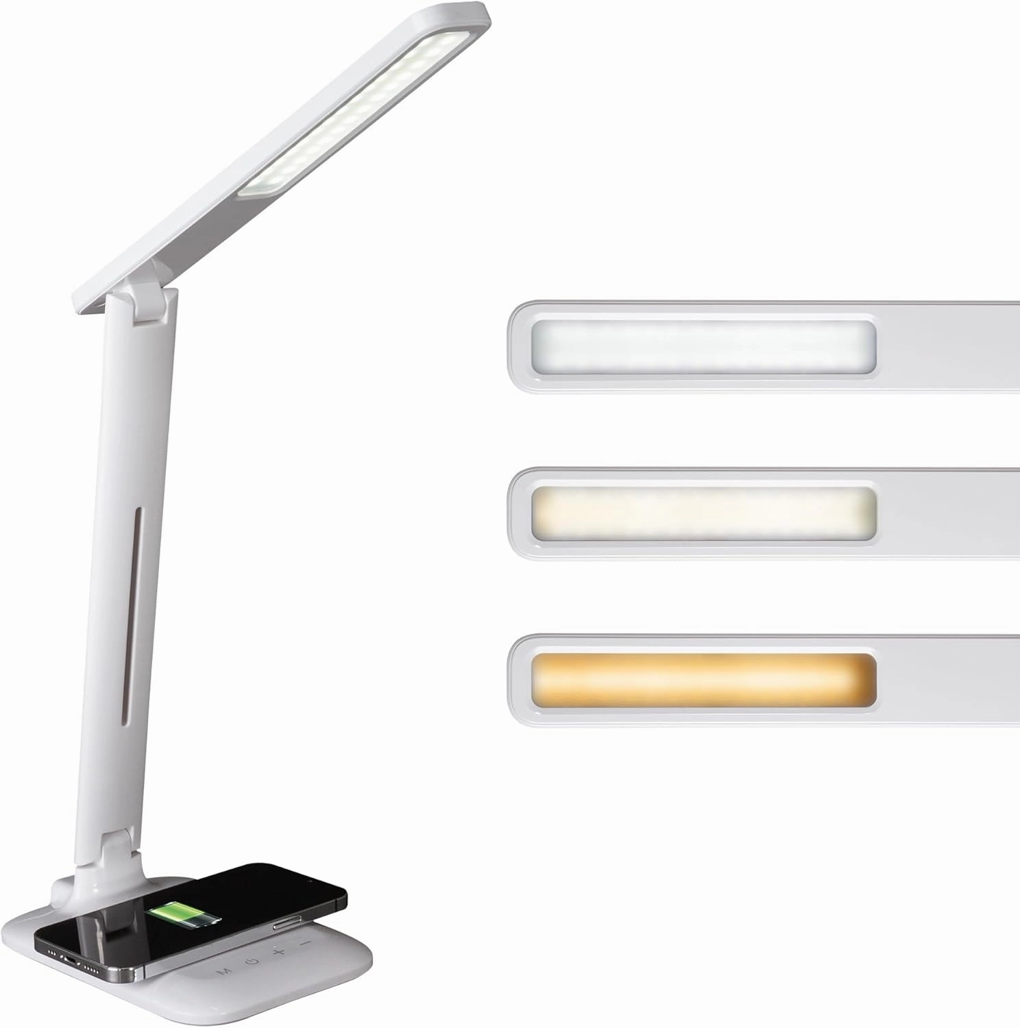 OttLite Charge Up LED Desk Lamp with Wireless Charging & ClearSun LED Technology - 3 Color Temperature Modes, Adjustable Neck -Task Lamp for Home, Reading, Office & Dorms