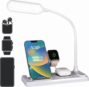 Ottlite LED Desk Lamp with Charging Station, Multi-Device Desk Lamp with Wireless Charger, Book Light, Table Lamp Reading Light, Work Light, Desk Lights for Home Office or Bedside