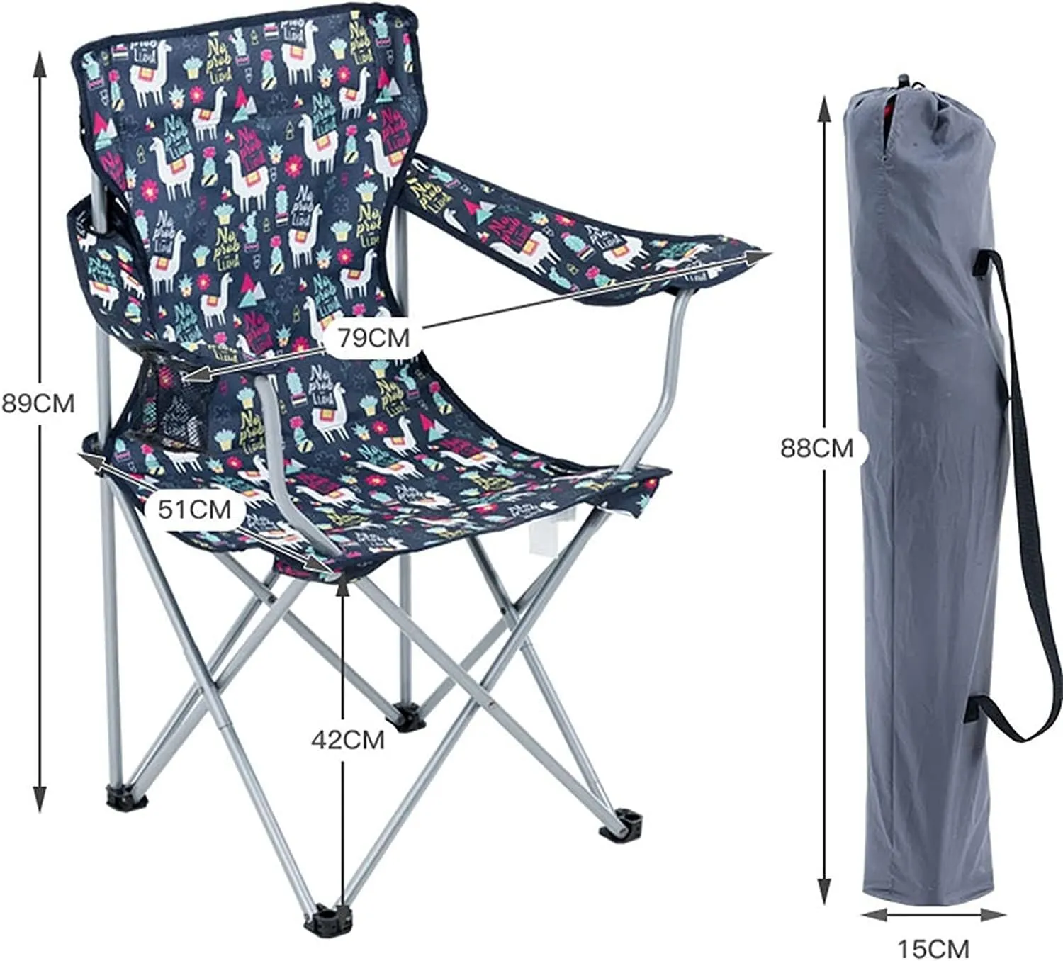 Outdoor Camping Chair Folding Camping Chair Portable Carry Bag with Mesh Cup Holder Comfortable Arms Space Saving Lightweight Portable Folding Lawn Chairs