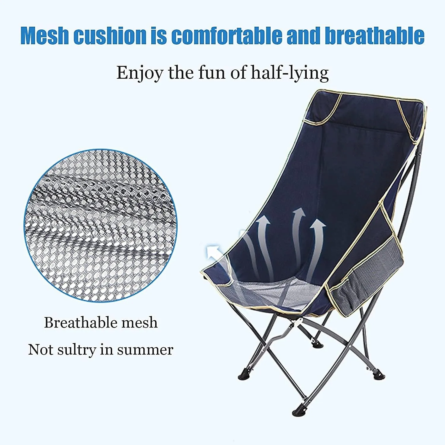 Outdoor Camping Chair Ultralight Folding Camping Chair with Backrest Leisure Beach Seat with Mesh External Hanging Bag Portable Backpack Chair Portable Folding Lawn Chai