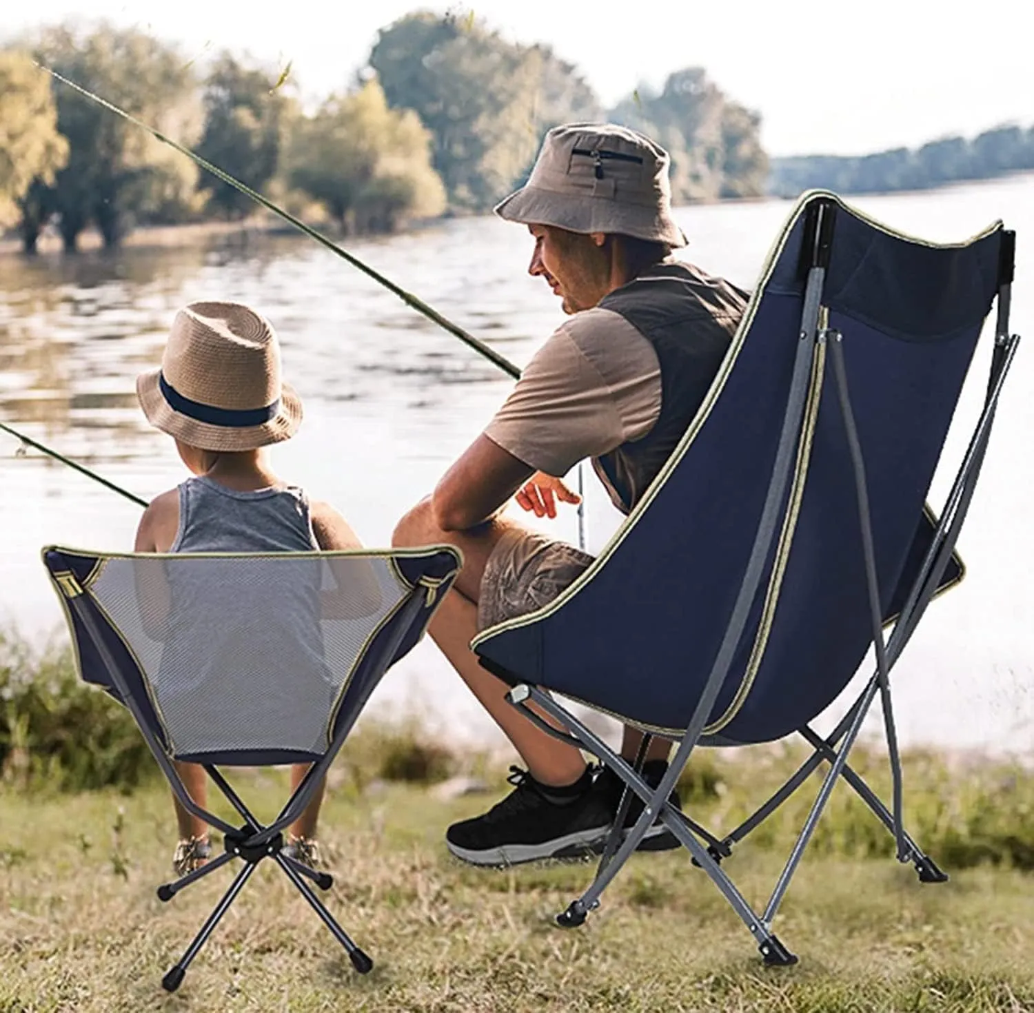 Outdoor Camping Chair Ultralight Folding Camping Chair with Backrest Leisure Beach Seat with Mesh External Hanging Bag Portable Backpack Chair Portable Folding Lawn Chai