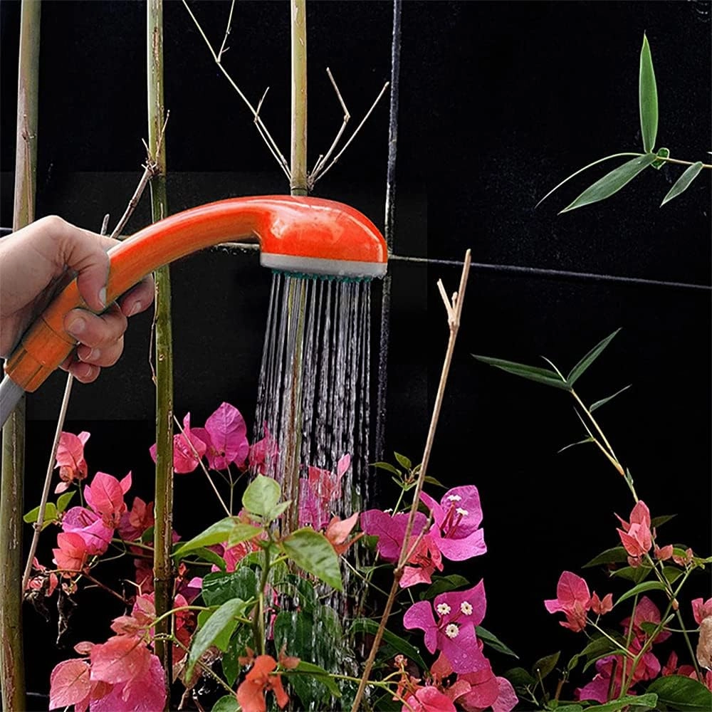 Outdoor Camping Shower Pump USB able Shower Head with Folding Bucket for Camping Hiking Traveling