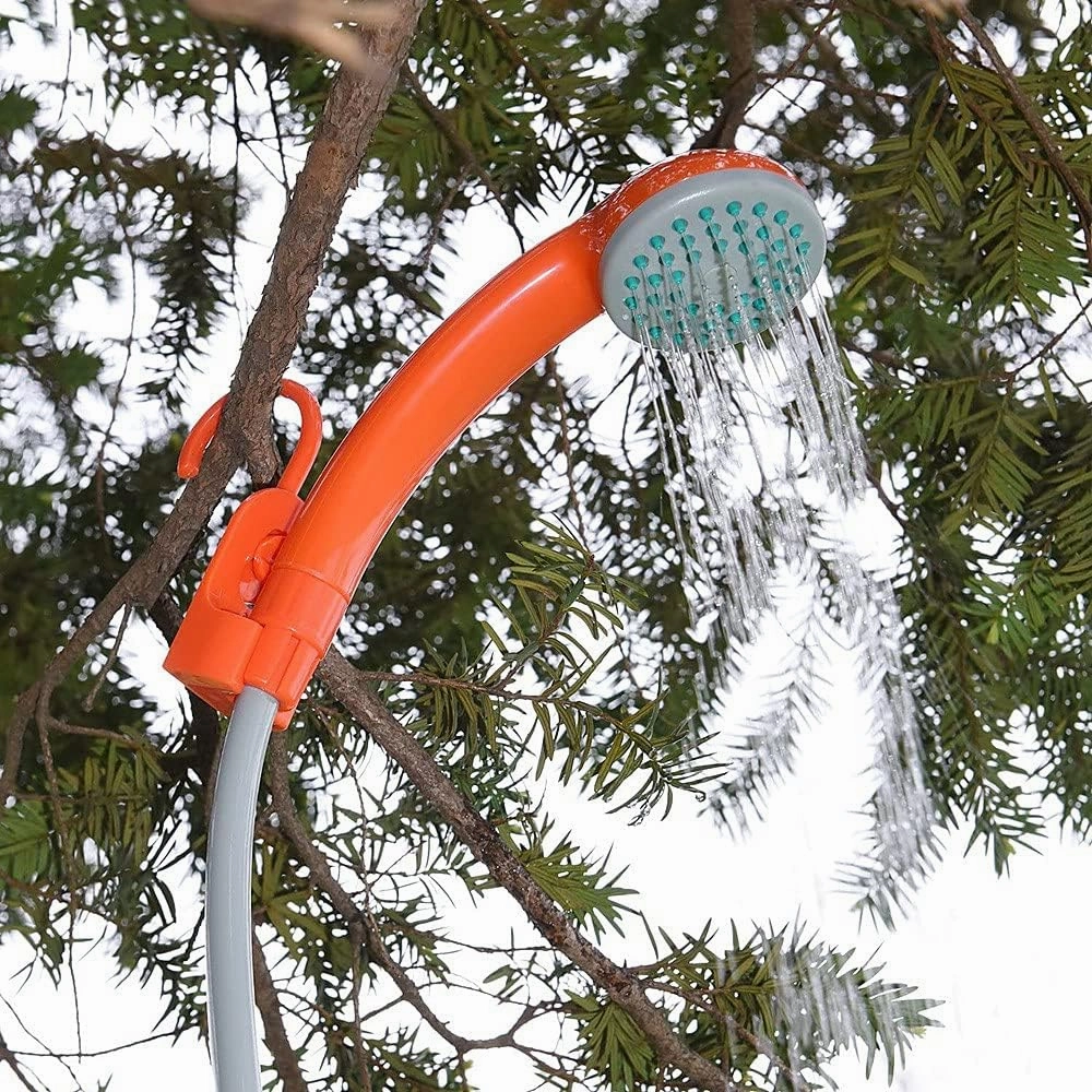 Outdoor Camping Shower Pump USB able Shower Head with Folding Bucket for Camping Hiking Traveling