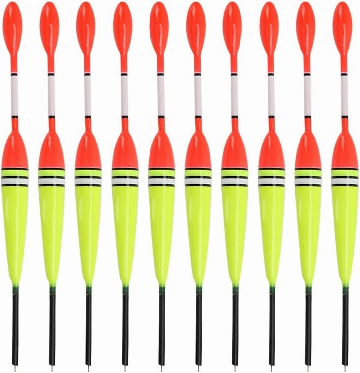 Pack of 10 Fishing Float Set Vertical Buoy Multi Function Lure Float Fishing Tackle Pesca