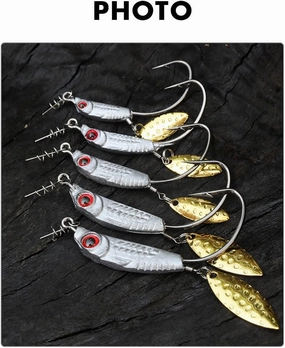 Pack of 10 Fishing Weighted Swimbait Hooks Underspin with Willow Blade Twist Lock