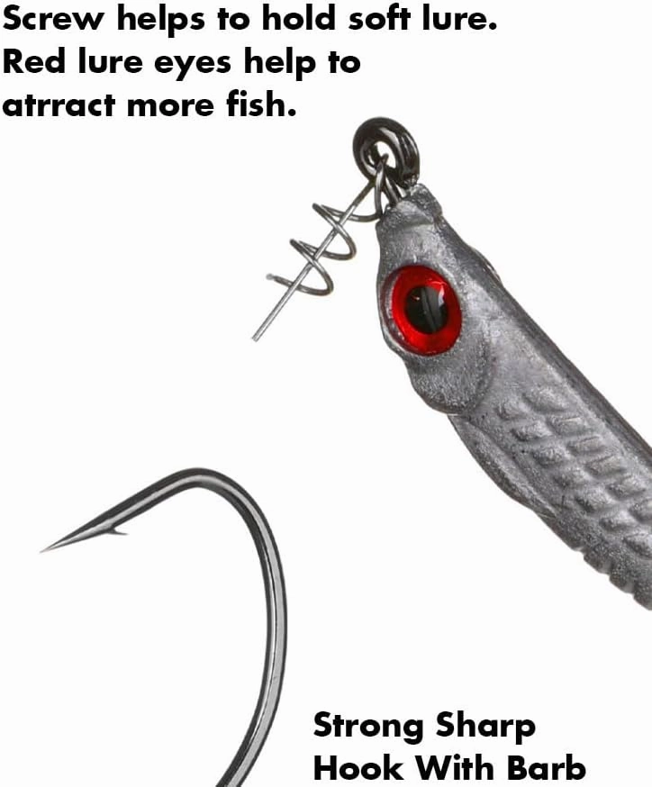 Pack of 10 Fishing Weighted Swimbait Hooks Underspin with Willow Blade Twist Lock
