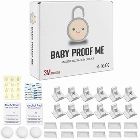 Pack of 12 Magnetic Baby Cabinet Locks for Child Safety with 3 Keys, 3M Adhesive Easy Installation, Baby Proofing Magnetic Locks for Cabinets and Drawers