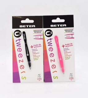 Pack Precision Eyebrow Tweezers Ü - Magnetic Stainless Steel Depilatory Tweezers with Magnet System - Professional Straight and Slant Tip Hair Removal Plucking Tweezers Set