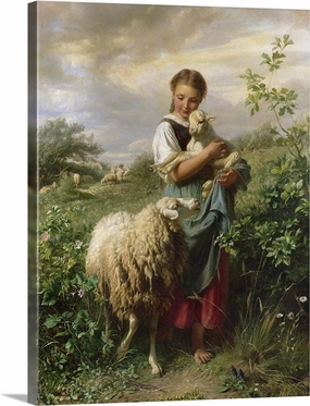 Paint by Numbers for Adults Children Kid's Painting by Numbers Kits Oil Canvas Painting With Paintbrushes Acrylic Pigment,Home Wall Decoration — the shepherdess 1866, by Johann Baptist Hofner