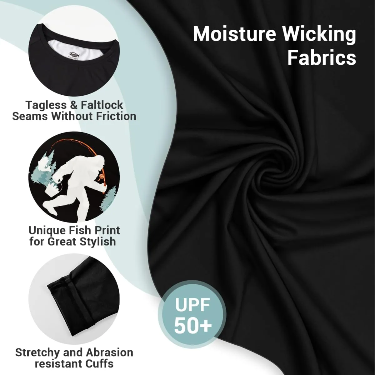 Palmyth Fishing Shirts for Men Long Sleeve Sun Protection Shirts UV UPF 50  T-Shirt Quick Dry