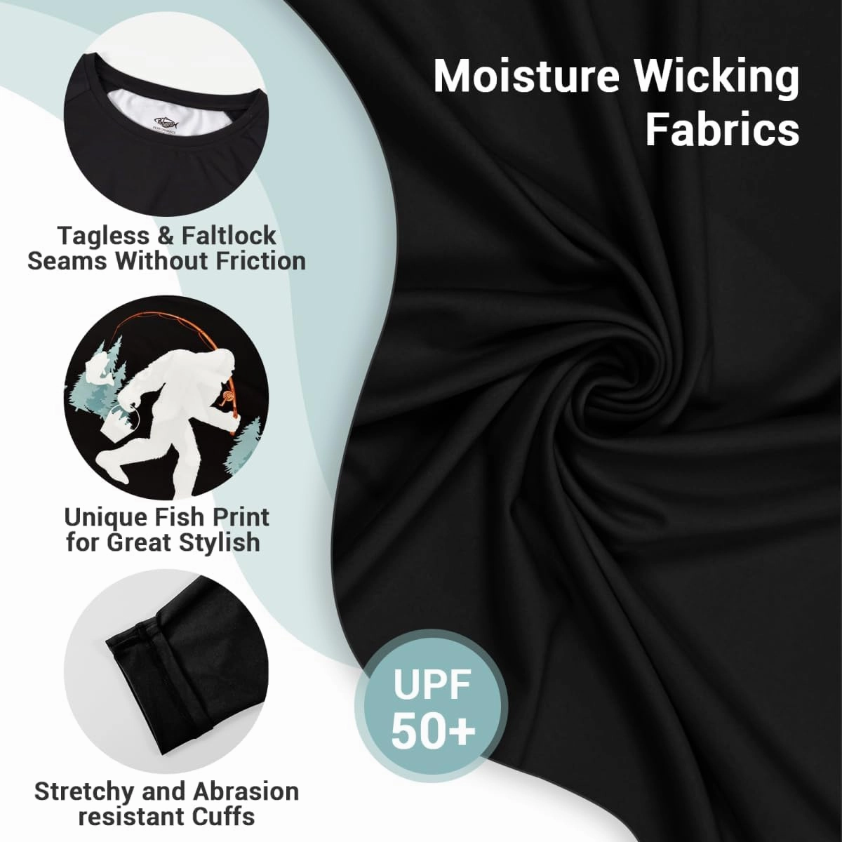 Palmyth Fishing Shirts for Men Long Sleeve Sun Protection Shirts UV UPF 50  T-Shirt Quick Dry