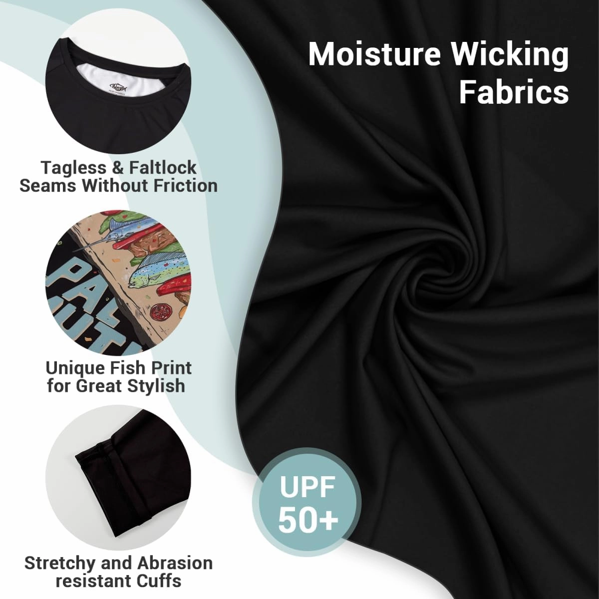 Palmyth Fishing Shirts for Men Long Sleeve Sun Protection Shirts UV UPF 50  T-Shirt Quick Dry
