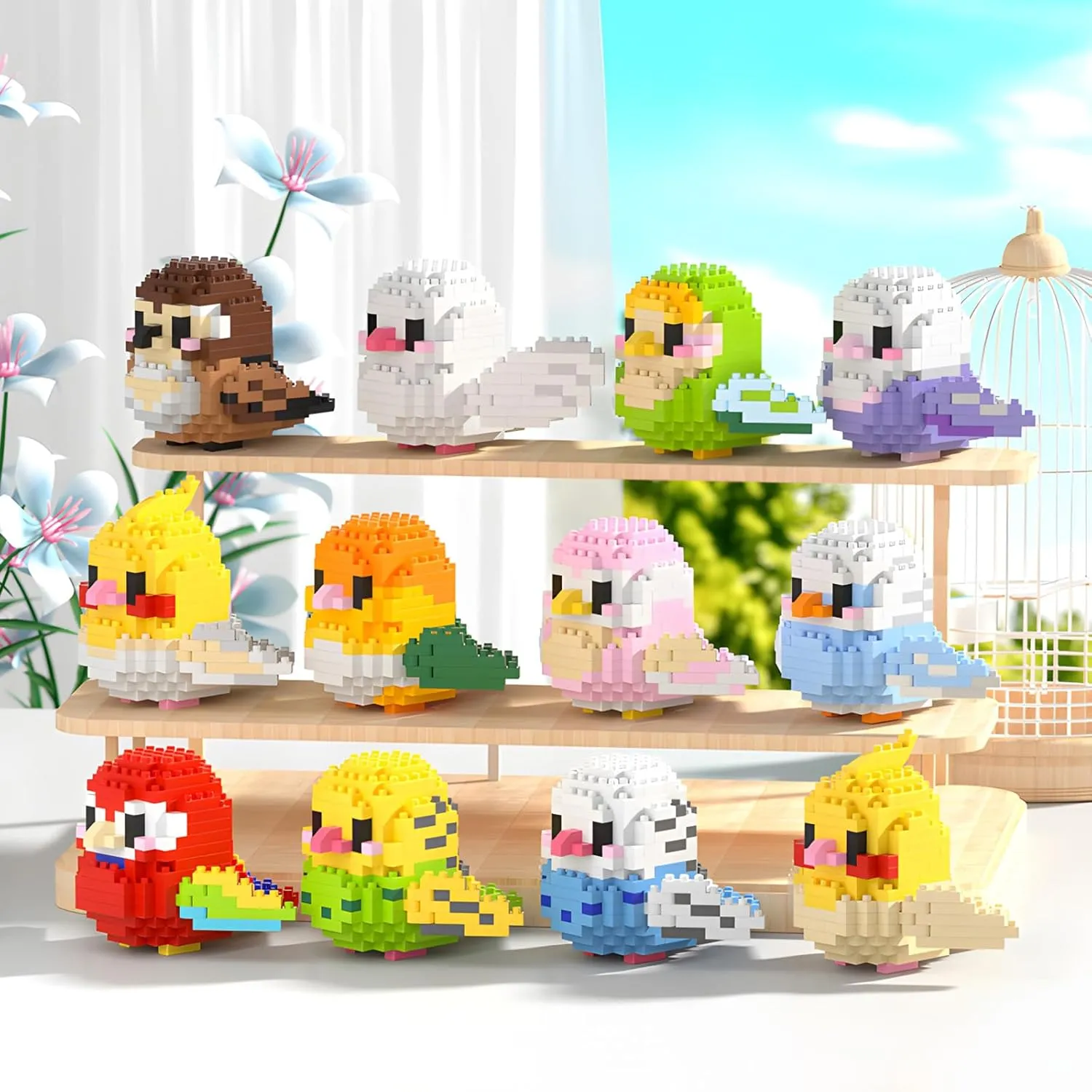 Parrots Micro Mini Building Block Sets Birthday Gift for Kids, Animals Buildling Model Kits, Mini Bricks Birds Series Toys for Kids（12 Boxes）