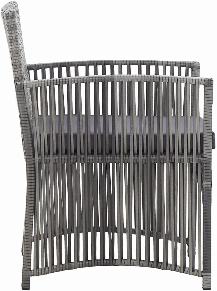 Patio Armchairs Set of 2 with Cushions, Outdoor Lounge Chairs Anthracite Poly Rattan, Sturdy Steel Frame and Thick Padded Seats for Garden Poolside Backyard Porch