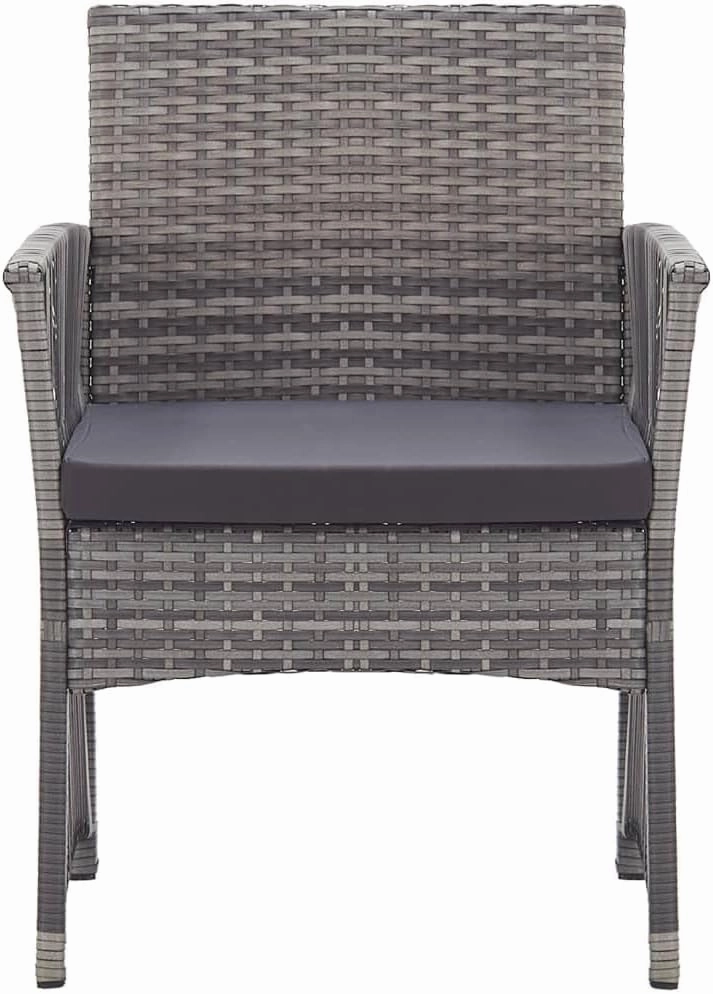 Patio Armchairs Set of 2 with Cushions, Outdoor Lounge Chairs Anthracite Poly Rattan, Sturdy Steel Frame and Thick Padded Seats for Garden Poolside Backyard Porch