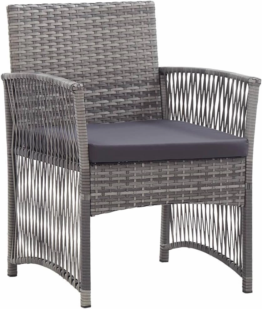 Patio Armchairs Set of 2 with Cushions, Outdoor Lounge Chairs Anthracite Poly Rattan, Sturdy Steel Frame and Thick Padded Seats for Garden Poolside Backyard Porch