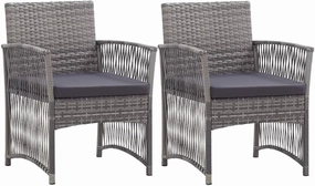 Patio Armchairs Set of 2 with Cushions, Outdoor Lounge Chairs Anthracite Poly Rattan, Sturdy Steel Frame and Thick Padded Seats for Garden Poolside Backyard Porch