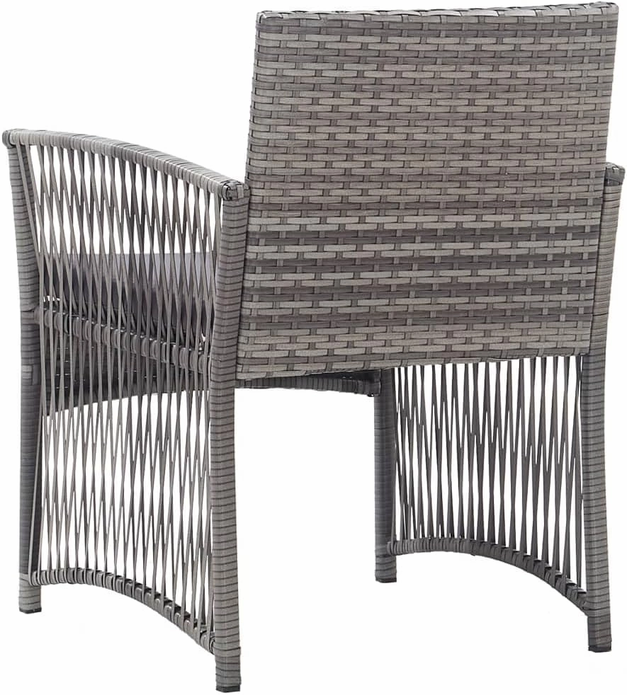 Patio Armchairs Set of 2 with Cushions, Outdoor Lounge Chairs Anthracite Poly Rattan, Sturdy Steel Frame and Thick Padded Seats for Garden Poolside Backyard Porch