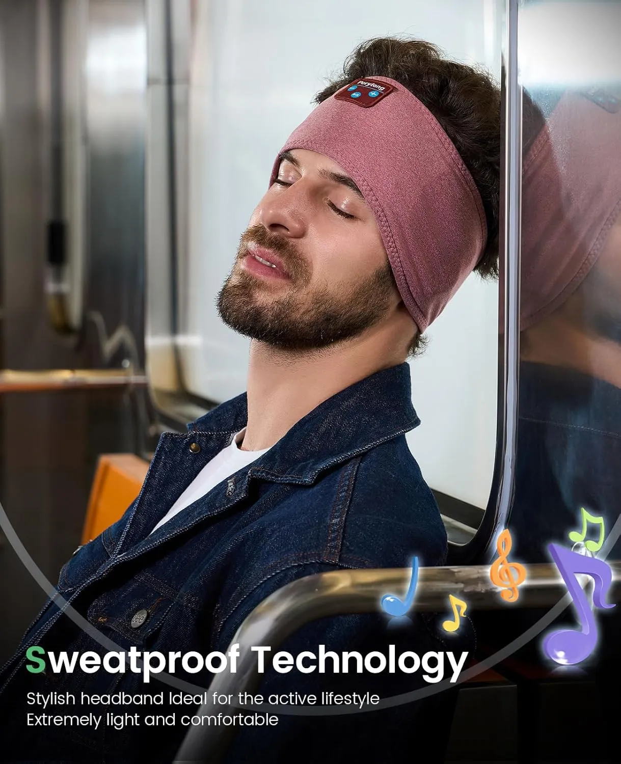 Perytong Sleep Headphones Bluetooth 5.4 Headband Headphones, Wireless Earphones Music Sleep Earbuds for Side Sleepers Sleeping Eye Mask for Women Men Workout Running Cool Unique Gifts