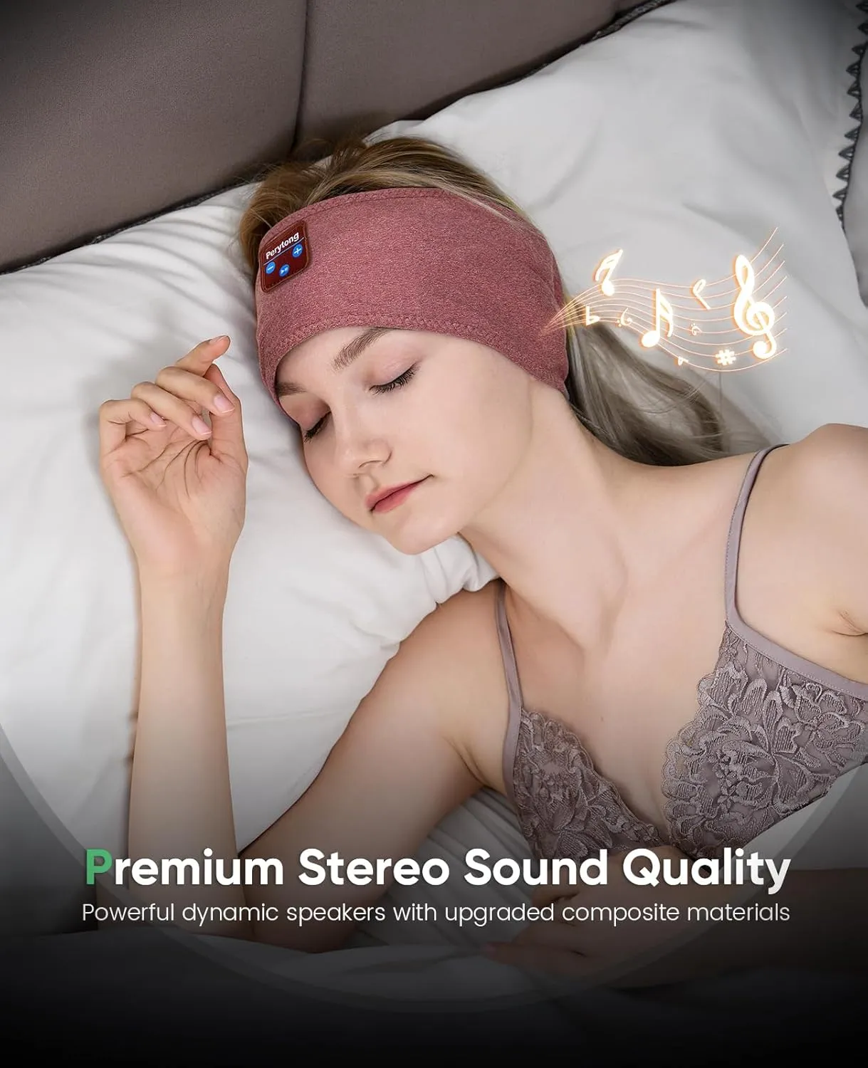 Perytong Sleep Headphones Bluetooth 5.4 Headband Headphones, Wireless Earphones Music Sleep Earbuds for Side Sleepers Sleeping Eye Mask for Women Men Workout Running Cool Unique Gifts