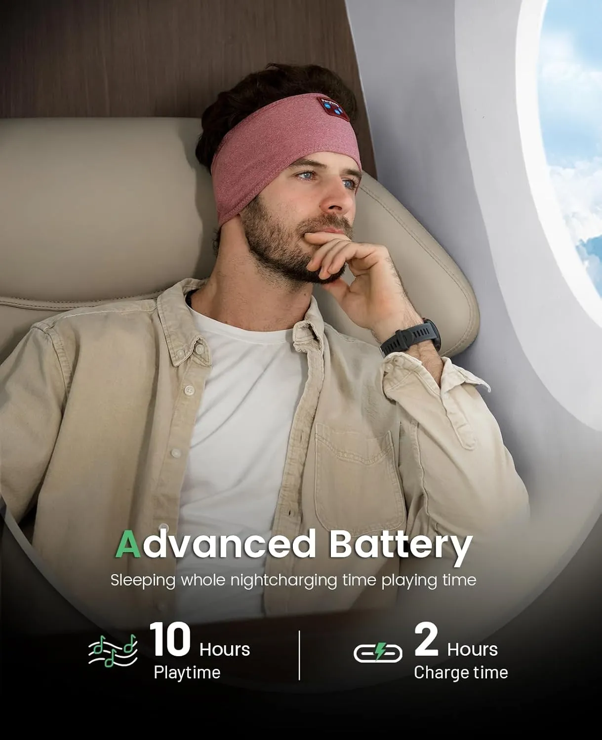 Perytong Sleep Headphones Bluetooth 5.4 Headband Headphones, Wireless Earphones Music Sleep Earbuds for Side Sleepers Sleeping Eye Mask for Women Men Workout Running Cool Unique Gifts