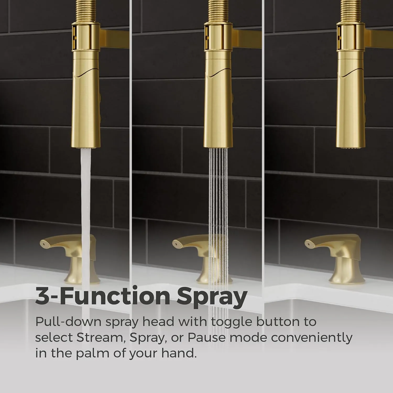 Pfister Ceylon Commercial Culinary Kitchen Faucet with Pull Down Sprayer and Soap Dispenser, Single Handle, High Arc, Brushed Gold Finish, F5297CLOCBG