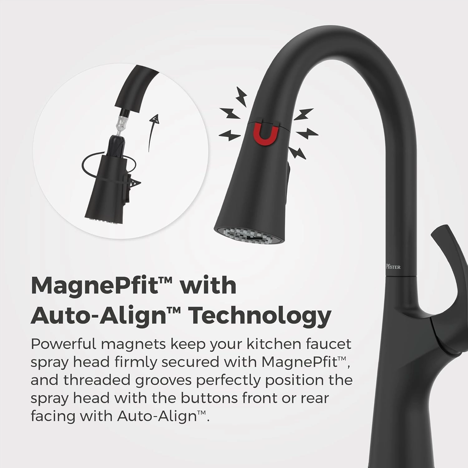 Pfister Talega Kitchen Faucet with Pull Down Sprayer, Single Handle, High Arc, Matte Black Finish, F5297TEB