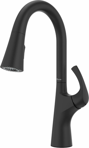 Pfister Talega Kitchen Faucet with Pull Down Sprayer, Single Handle, High Arc, Matte Black Finish, F5297TEB