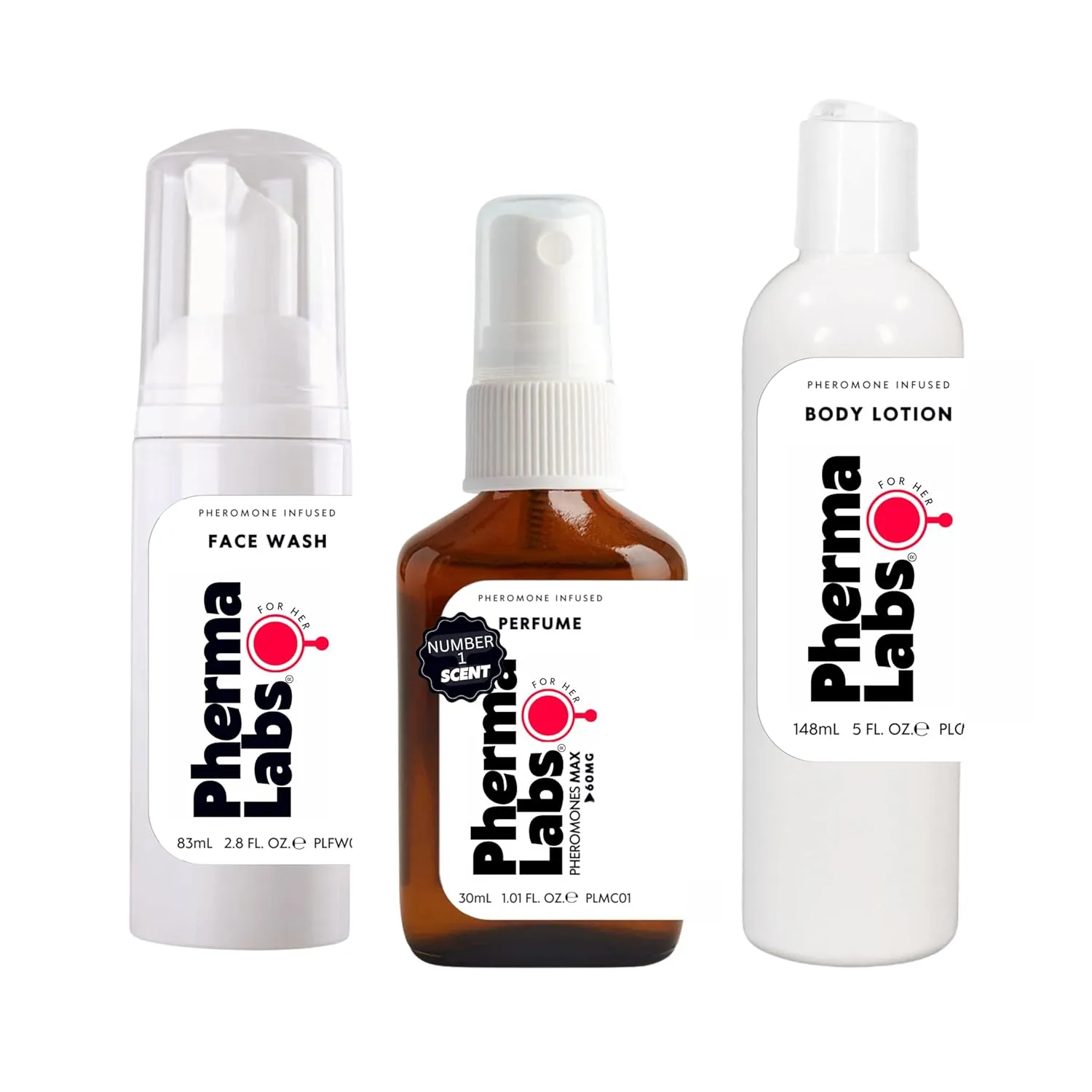 Pheromone Perfume Essentials Bundle: Perfume, Face Wash, Body Lotion (3 items) - for Her
