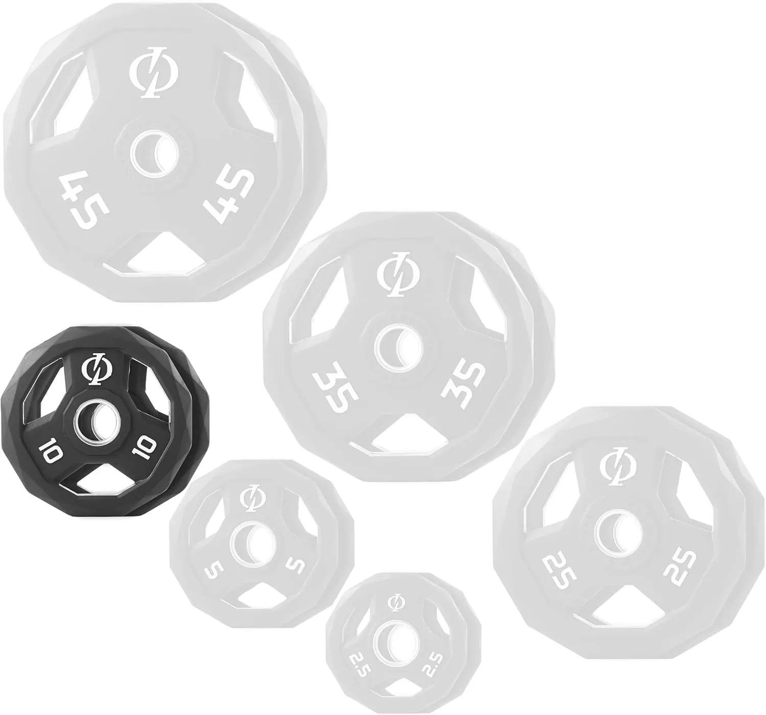 Philosophy Gym Set of 2 Rubber Coated Olympic Grip Weight Plates - 2-in Olympic Plates Black