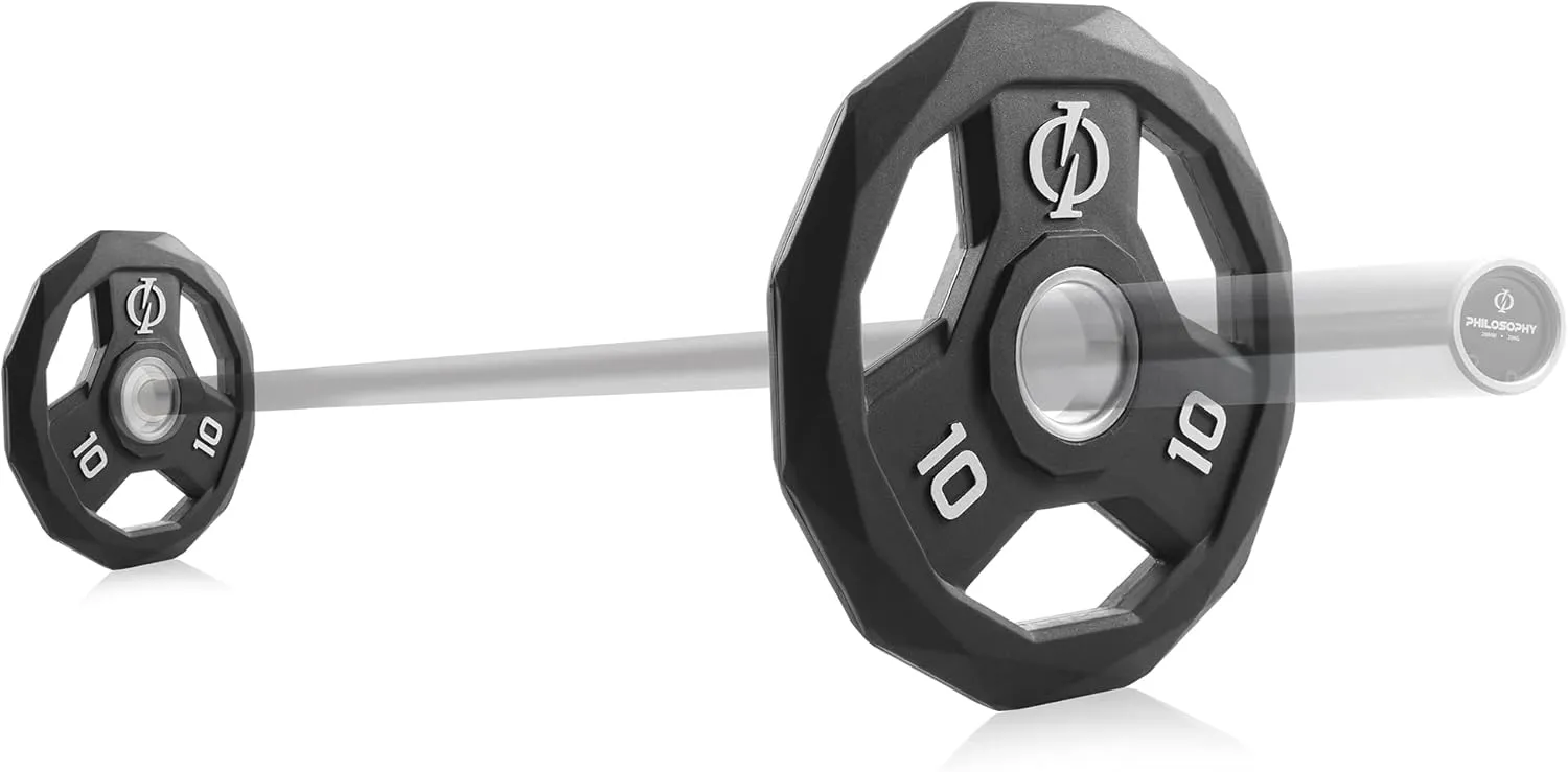 Philosophy Gym Set of 2 Rubber Coated Olympic Grip Weight Plates - 2-in Olympic Plates Black