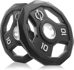 Philosophy Gym Set of 2 Rubber Coated Olympic Grip Weight Plates - 2-in Olympic Plates Black