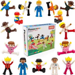 PicassoTiles Magnet Building Tiles Action Figures Toddler Toy, Magnetic Tiles Building Blocks Construction Toy Block Stack, Action Character Figure Kids Toy Magnet Building Blocks