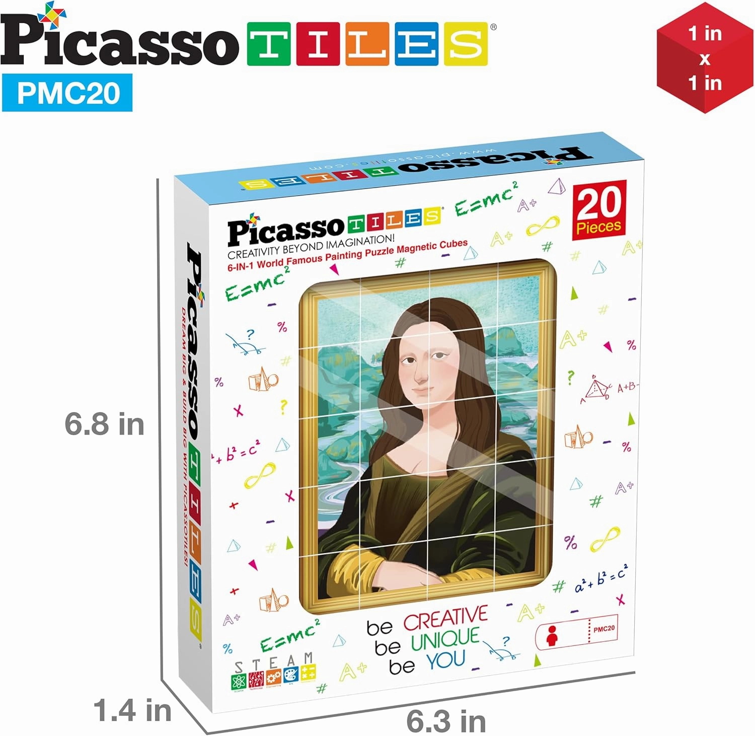 PicassoTiles 1” Magnetic Puzzle Building Cubes Blocks for kids, Van Gogh puzzle, Mona Lisa Hand puzzle, kids toys 3  year old boy girl, STEM toys, Toddler, Teen,Young Explorers,Educational Popular Art