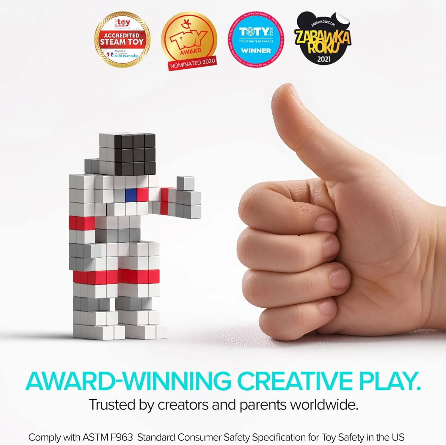 PIXIO Amphibio- Tiny Magnetic Blocks Building Toy in The Pixel Art Style with Free App - 5/16" Plastic Cubes with 6 Magnets Inside - Open Ended Toy - Creativity Toy for Ages 6 