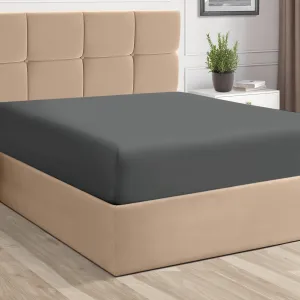 Pizuna Pure 100% Cotton Twin XL Fitted Sheet Only, Luxurious 400 Thread Count Long Staple Cotton Sateen Weave 15inch Deep Pocket Fitted Sheet (Combed Dark Grey Twin XL Fitted Sheet Cotton)