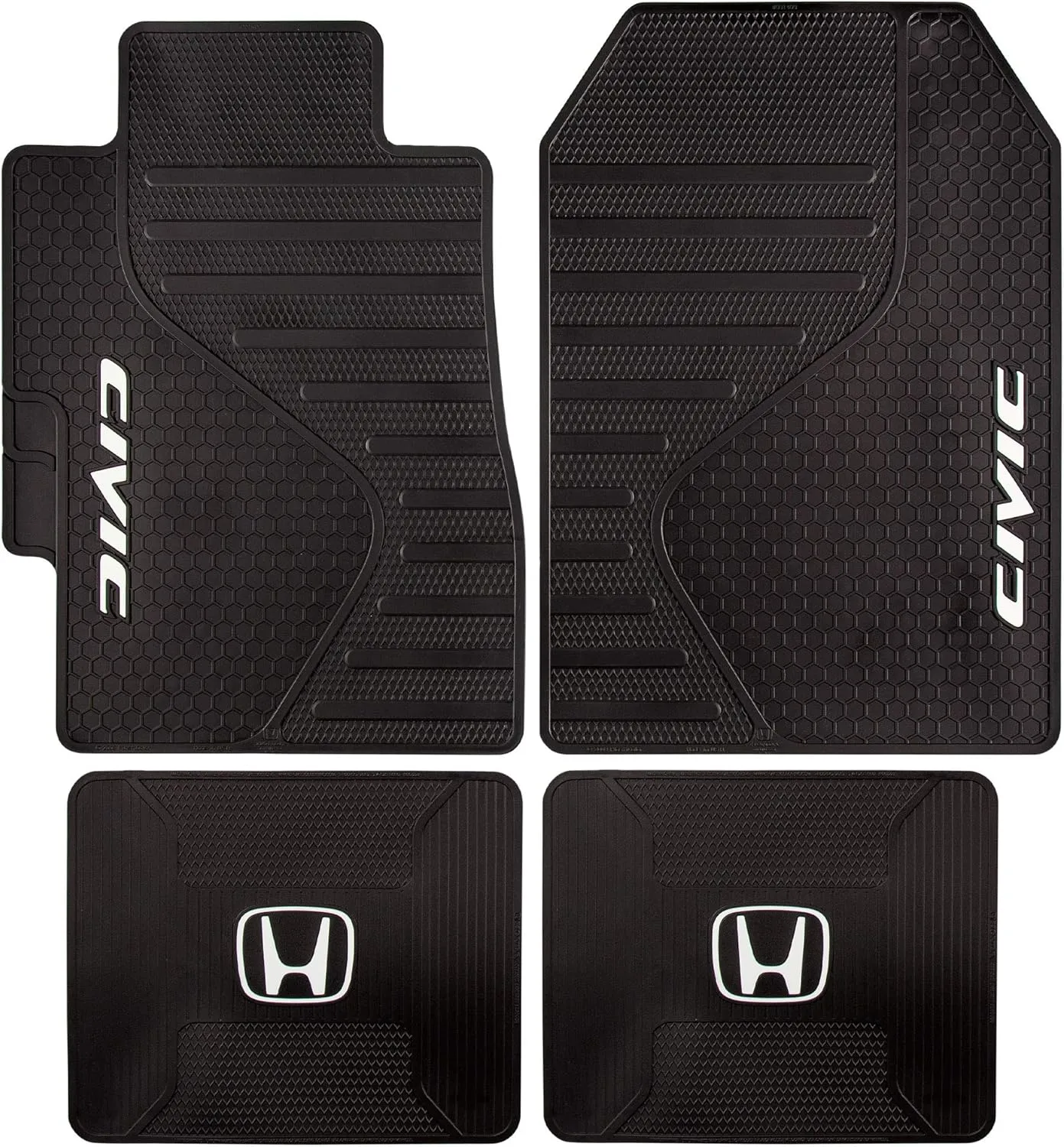 Plasticolor 008825ZX4 Compatable with Honda Civic 4 Piece Front and Rear Logo'd Floor Mats