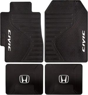 Plasticolor 008825ZX4 Compatable with Honda Civic 4 Piece Front and Rear Logo'd Floor Mats