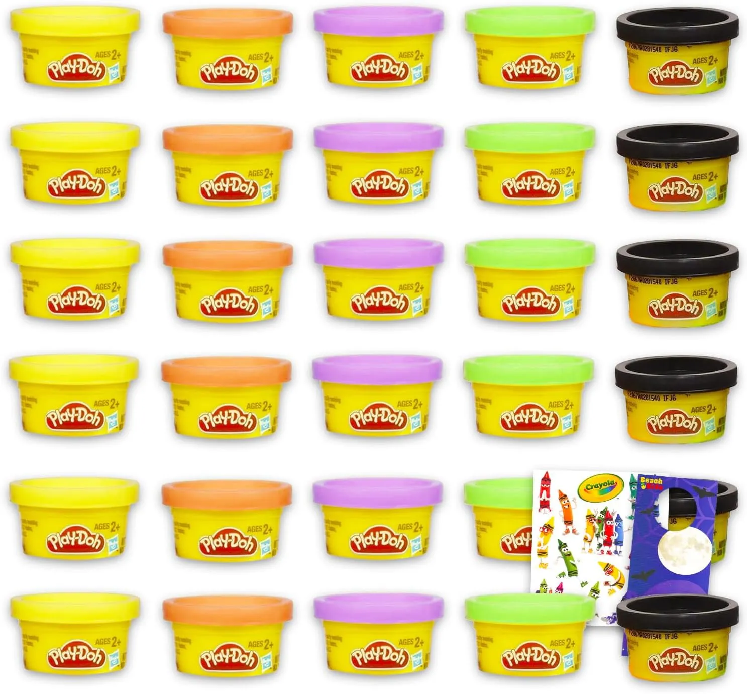 Play Doh Bulk 30 Pack - Bundle with 30 Play Doh Cans for Party Favors, Easter Basket Stuffers, Kids Arts & Crafts Plus Tattoos | Play Doh Bulk Party Favors (Halloween Packaging)
