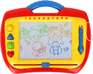 Playkidz Magnetic Drawing Board Toy for Kids, Large Color Doodle Board Writing Painting Sketch Pad, Write and Play, Draw and Stamp, Erase and Write Again, Ages 3 . (1 Pack)