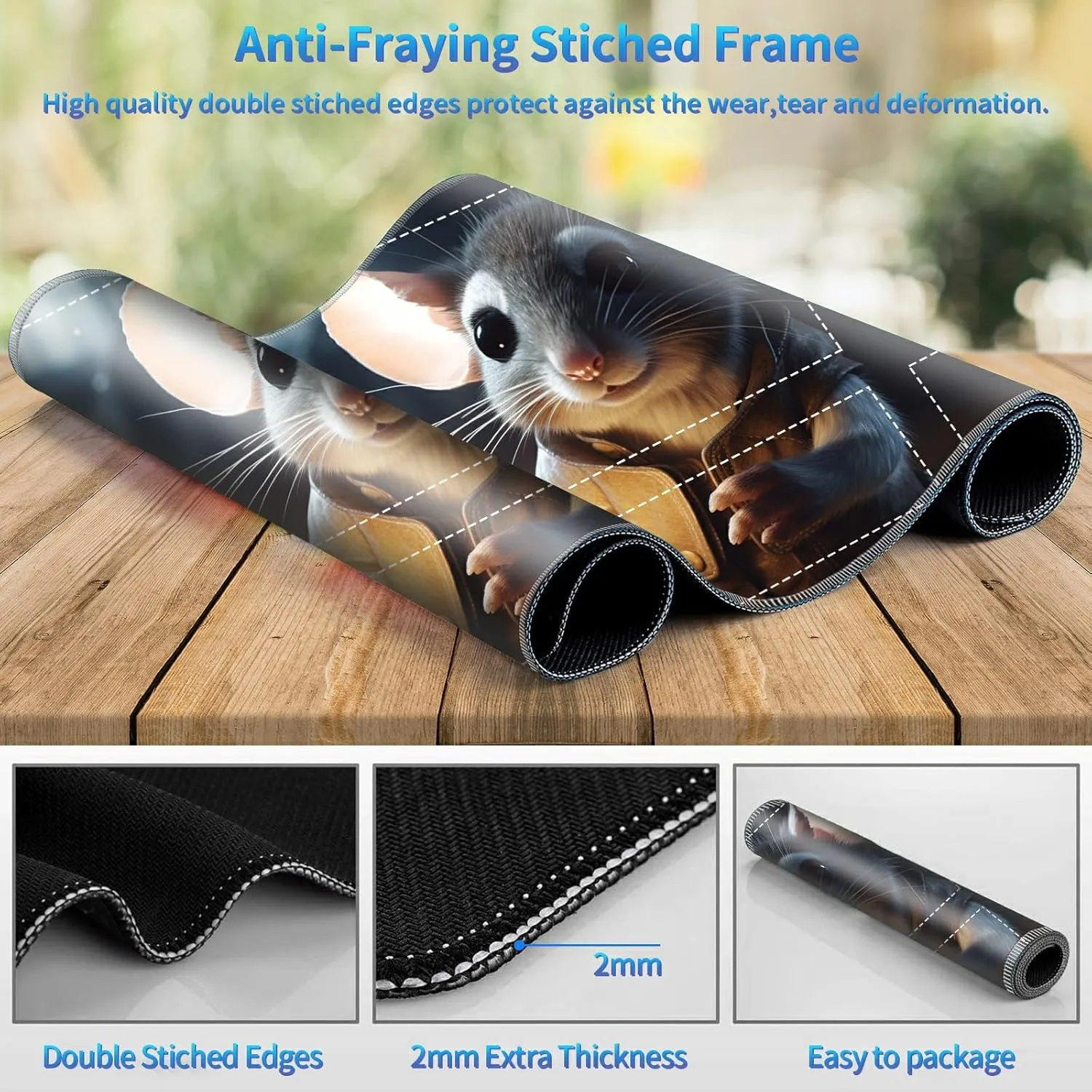 Playmat for MTG with Zones, 24 x 14 inches Game Play Mat for MTG TCG, Trading Card Game Play Mat Desk Mats with Stitched Edges Non-Slip Base, Cute Mouse
