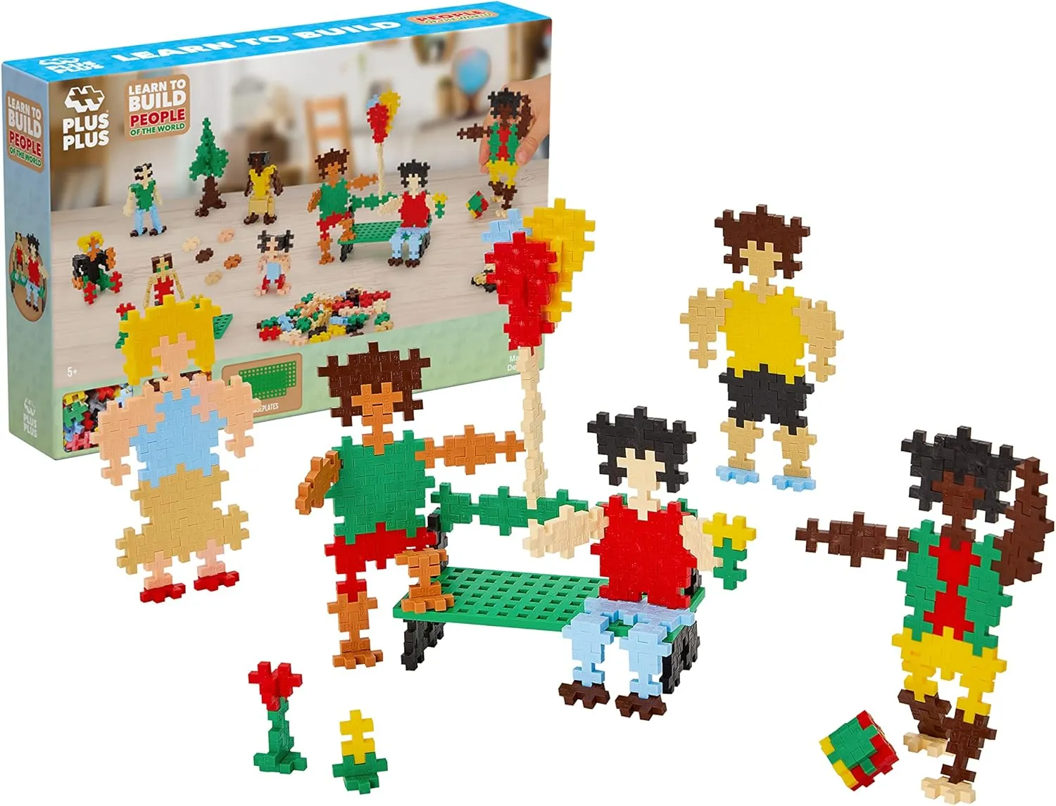 PLUS PLUS Learn to Build Set, Interlocking Mini Building Blocks, 3D Puzzle Construction Stem Toy for Kids - People of The World, 275 Pieces