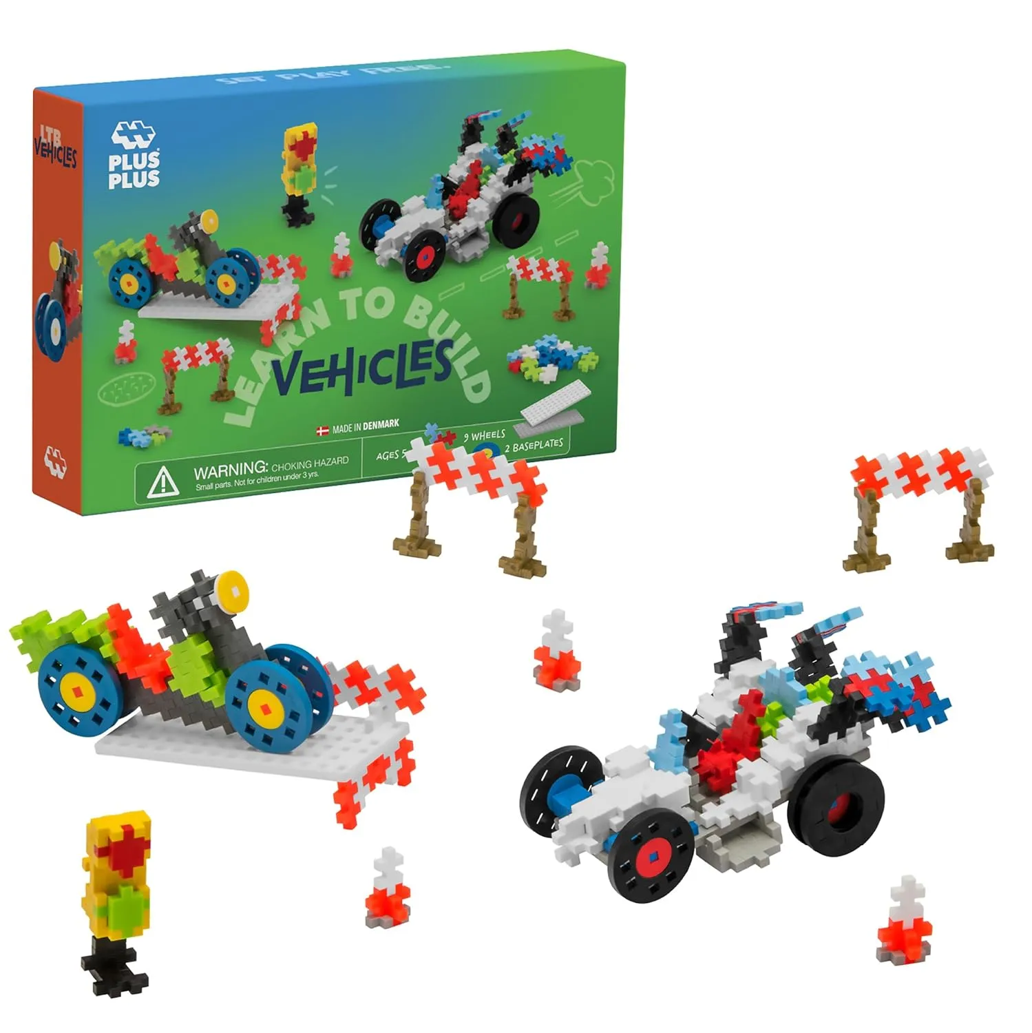 PLUS PLUS - Learn to Build Vehicles, 360 Pieces - Construction Building Stem / Steam Toy, Interlocking Mini Puzzle Blocks for Kids