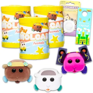 Plush Blind Box 3 Pack - Bundle with 3 Fuzmols Flocked Plushies 2.5" in Blind Packaging Plus Stickers, More | Pui Pui Molcar Plush Toys for Kids