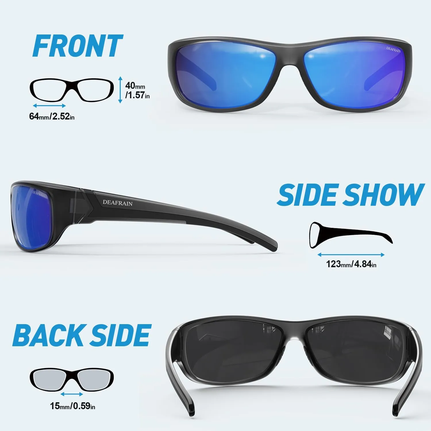 Polarized Sports Sunglasses for Men Women Driving Fishing Cycling Running UV Protection