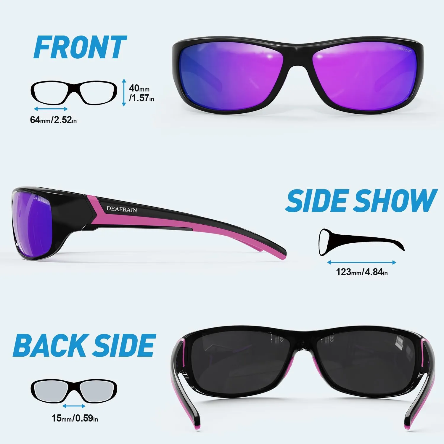 Polarized Sports Sunglasses for Men Women Driving Fishing Cycling Running UV Protection